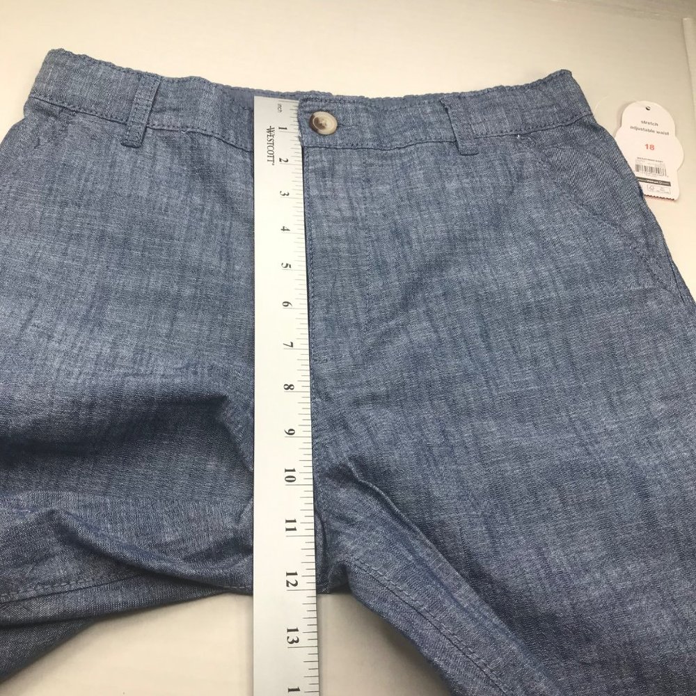 Wonder Nation Boy's Size 18 Adjustable Waist Flat Front Shorts Blue New - Picture 12 of 13